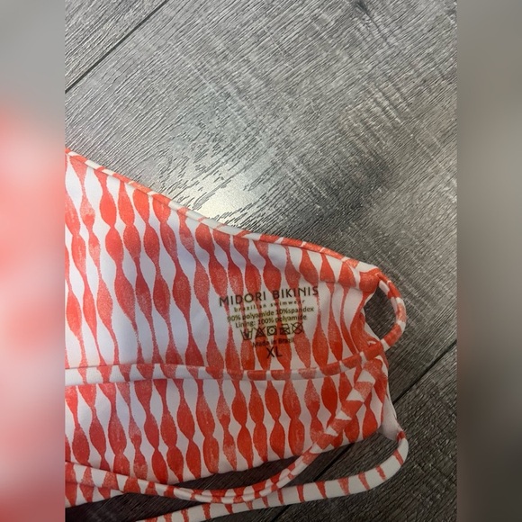 Midori Bikini Orange White Print Swimsuit Top Size XL $72 - Picture 2 of 3